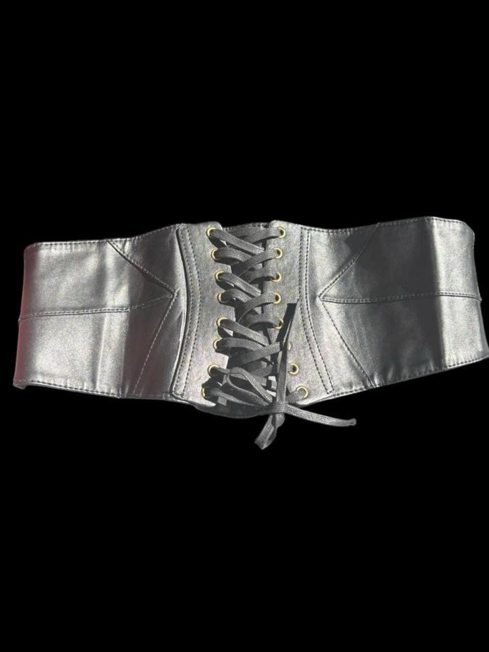 Black Lace-Up Waist Corset Belt